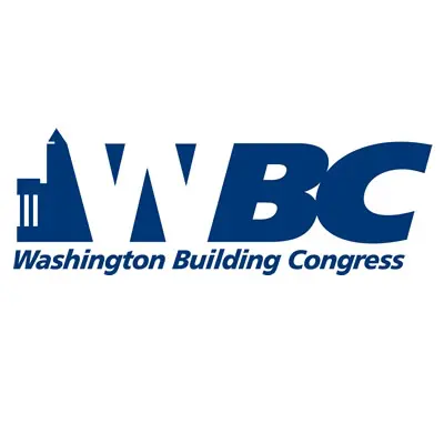 A blue and white logo of washington building congress.